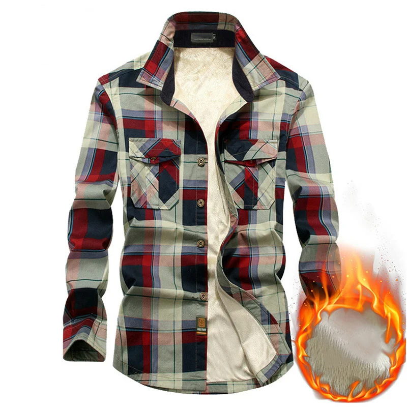 Autumn Winter Thick Shirt Men Long Sleeve Warm Fleece Plaid Mens Shirts Windbreaker Causal Cotton Chemise Homme Plus Size M-4XL
Autumn Winter Thick Shirt Men Long Sleeve Warm Fleece Plaid Mens Shirts Windbreaker Causal Cotton Chemise Homme Plus Size M-4XL