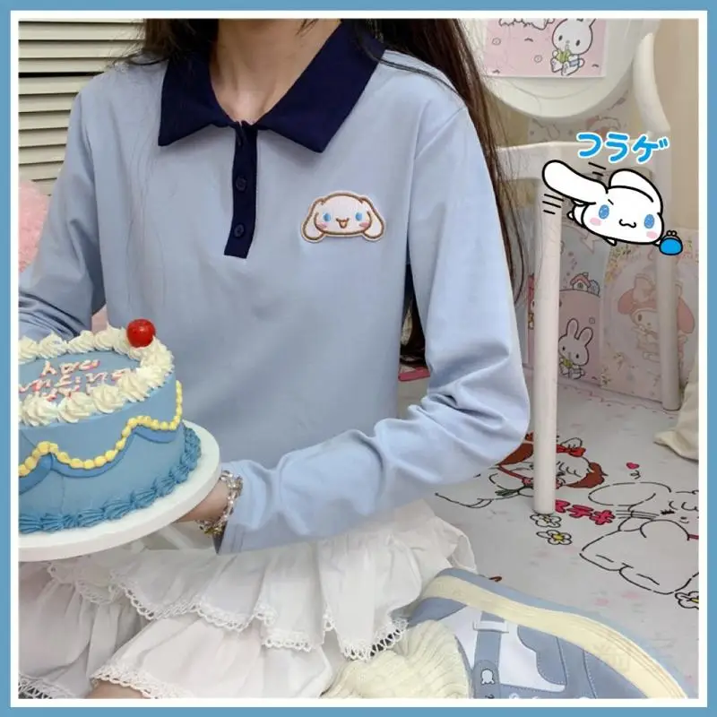 Оригинальная рубашка поло в стиле Cinnamoroll, мультяшное нижнее белье Sanrio, женские универсальные Топы с длинным рукавом для студенток, подарок для девушек
Оригинальная рубашка поло в стиле Cinnamoroll, мультяшное нижнее белье Sanrio, женские универсальные Топы с длинным рукавом для студенток, подарок для девушек