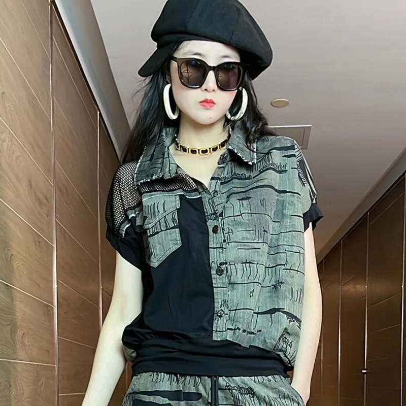 #3067 Summer Fashion Women's Blousers Short Sleeve Cotton Shirts Female Casual Loose Tshirt Ladies Spliced Mesh Back See Through
#3067 Summer Fashion Women's Blousers Short Sleeve Cotton Shirts Female Casual Loose Tshirt Ladies Spliced Mesh Back See Through
