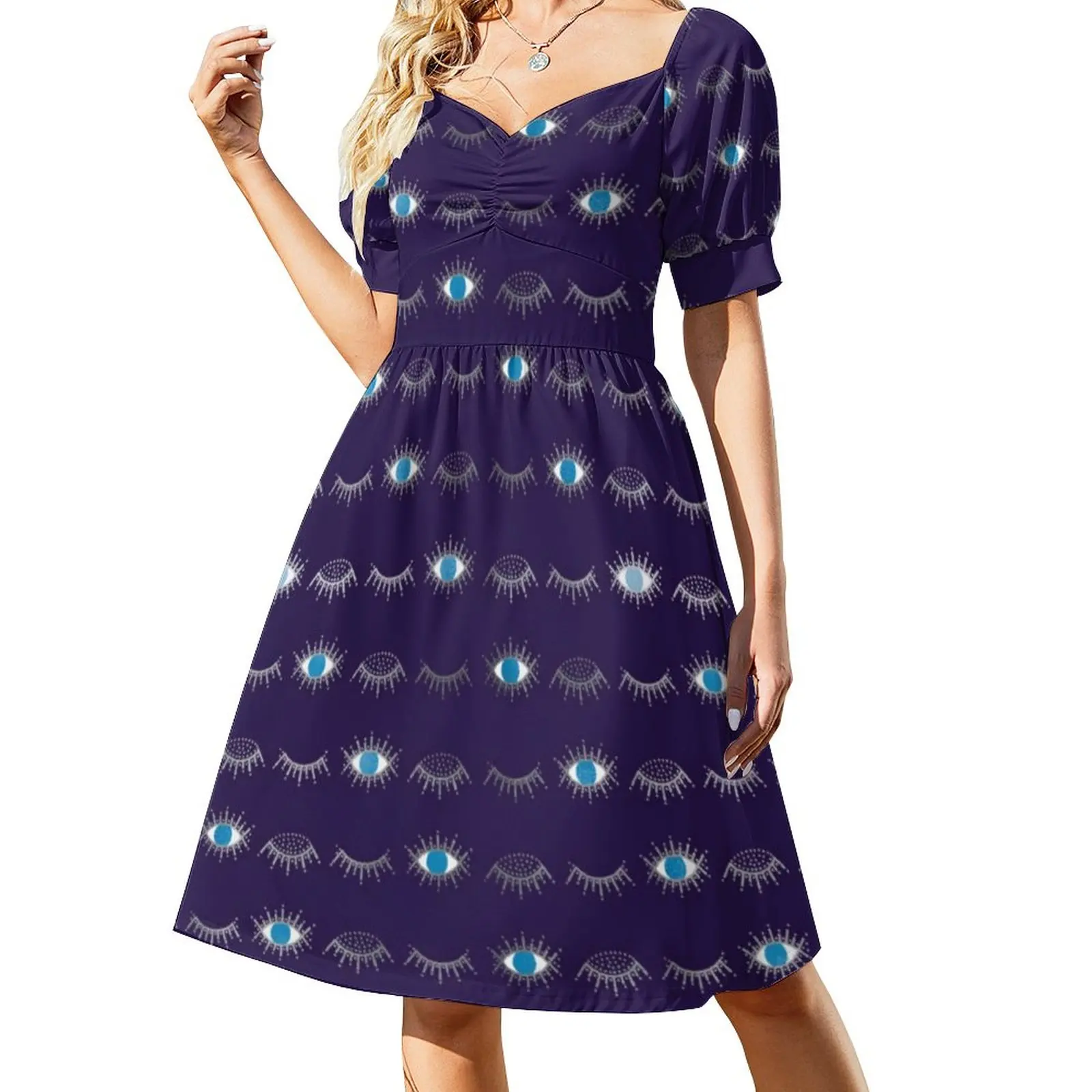 Blue Evil Eye Dress Nazar Mati Print Elegant Dresses Summer Aesthetic Casual Dress Pattern Vestidos Big Size 4XL 5XL 
Blue Evil Eye Dress Nazar Mati Print Elegant Dresses Summer Aesthetic Casual Dress Pattern Vestidos Big Size 4XL 5XL
