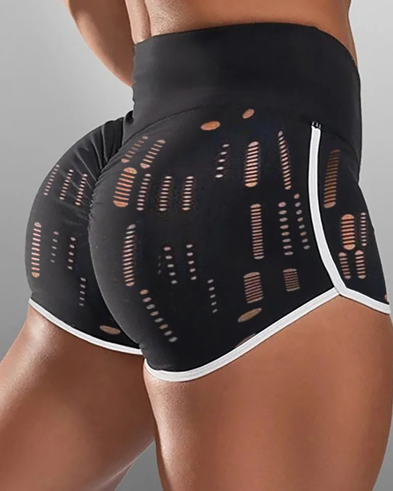 Black Perforated Fabric Sports Shorts Women Casual Sport Short Slim Sexy Pant 
Black Perforated Fabric Sports Shorts Women Casual Sport Short Slim Sexy Pant