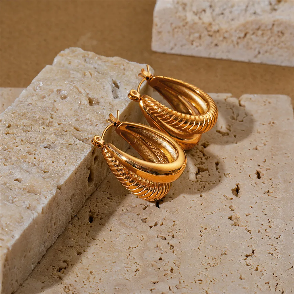 BOAKO Classic Irregular 316L Stainless Steel Hoop Earring Geometry Double Layer Twist Colorless Waterproof U-shaped Earrings
BOAKO Classic Irregular 316L Stainless Steel Hoop Earring Geometry Double Layer Twist Colorless Waterproof U-shaped Earrings