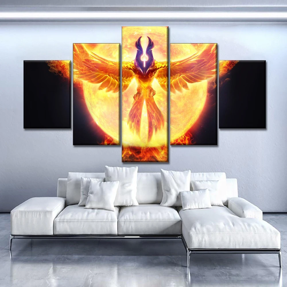 5 Piece Canvas Art Game Poster DotA 2 Fire Phoenix Decor Painting Living Room Wall Picture Print Bedroom Modular Home Decoration
5 Piece Canvas Art Game Poster DotA 2 Fire Phoenix Decor Painting Living Room Wall Picture Print Bedroom Modular Home Decoration