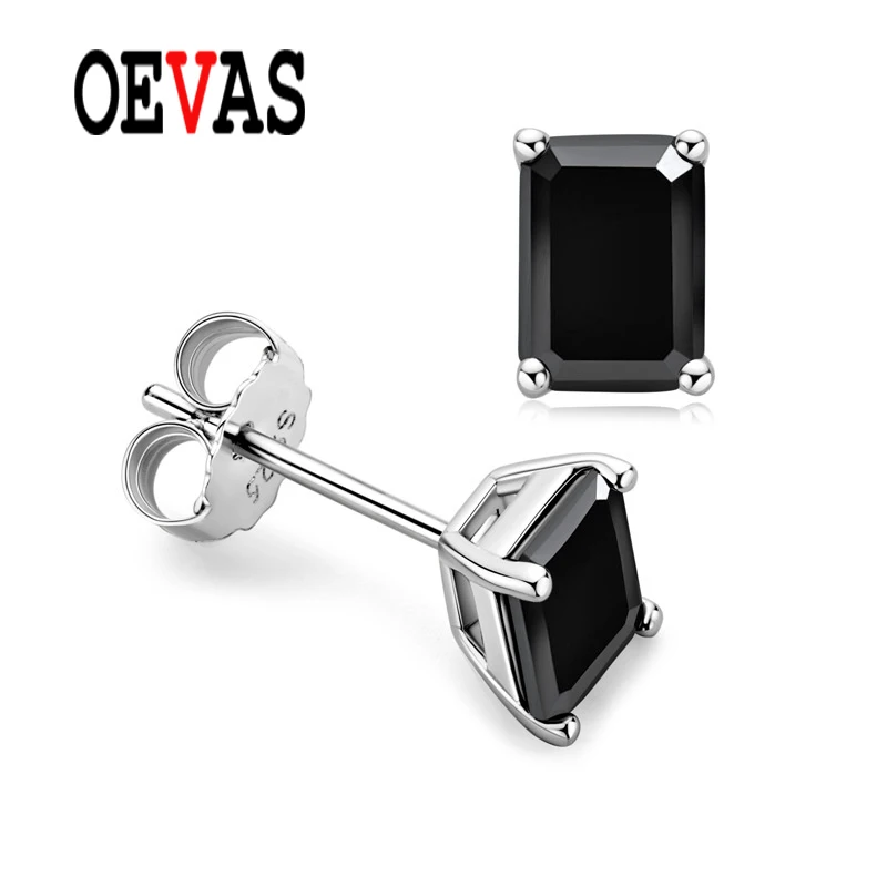 OEVAS 1ct Moissanite Emerald Shaped Black Moissanite Stud Earrings 925 Sterling Silver For Women Sparking Wedding Fine Jewelry
OEVAS 1ct Moissanite Emerald Shaped Black Moissanite Stud Earrings 925 Sterling Silver For Women Sparking Wedding Fine Jewelry