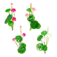 7 Forks Lotus Artificial Flowers Plant Pond Lifelike Water Lily Micro Landscape Simulation Silk Flowers Garden Home Decoration