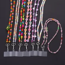 Beard Necklace Lanyard Phone Cases For iPhone Pink Colorful Neck Strap Portable Chain Luxury Women With Slot Card