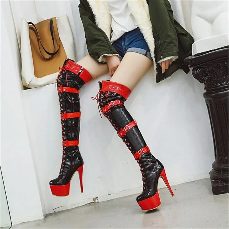 Size 38 Over Knee Boots Sexy Fetish Dance Nightclub Party Shoes High Heel Platform Women Red Black Thigh High Boots
Size 38 Over Knee Boots Sexy Fetish Dance Nightclub Party Shoes High Heel Platform Women Red Black Thigh High Boots
