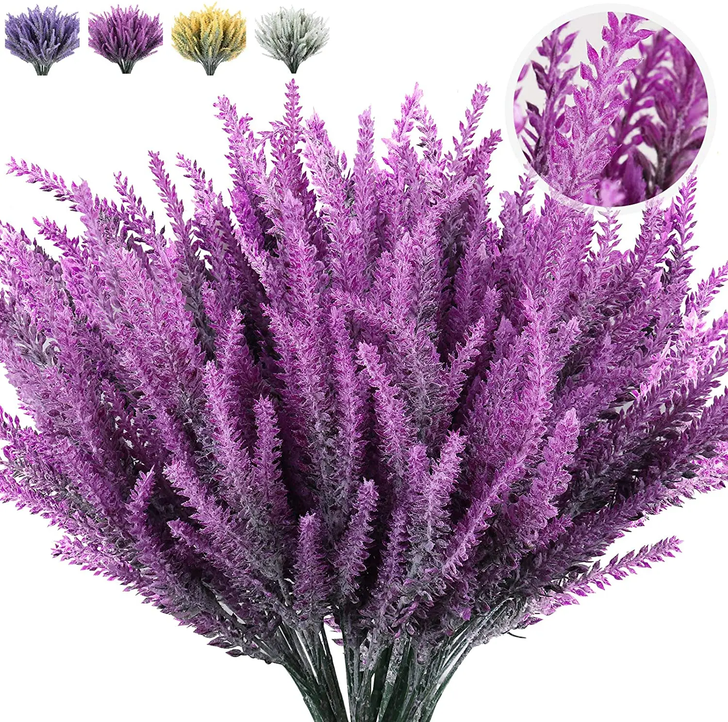 

8pcs Artificial Flowers Flocked Plastic Lavender Bundle Wedding Bridle Bouquet,Spring Decor,Lifelike Natural Fake Plant