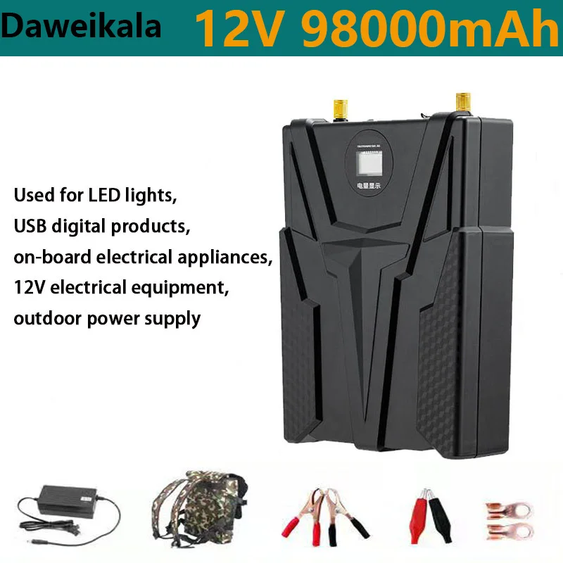 12V98000mAh Intelligent Automobile Motorcycle Battery Charger for Automobile Engine Outdoor Power Supply LED Lighting USB 18650
12V98000mAh Intelligent Automobile Motorcycle Battery Charger for Automobile Engine Outdoor Power Supply LED Lighting USB 18650