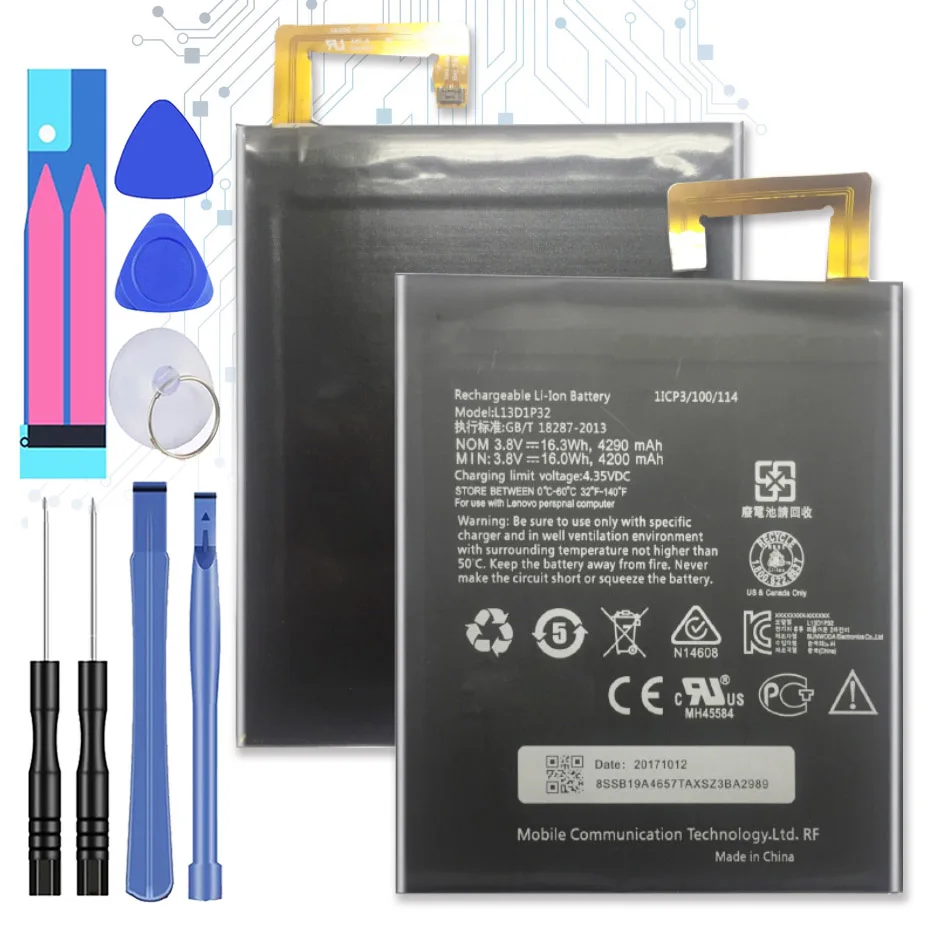 

Battery L13D1P32 For Lenovo Lepad 8 Inch A8-50 A5500 S8-50 Tab 3 Tab3 TB3-850F TB3-850M Batterie 4290mAh Bateria + Free Tools