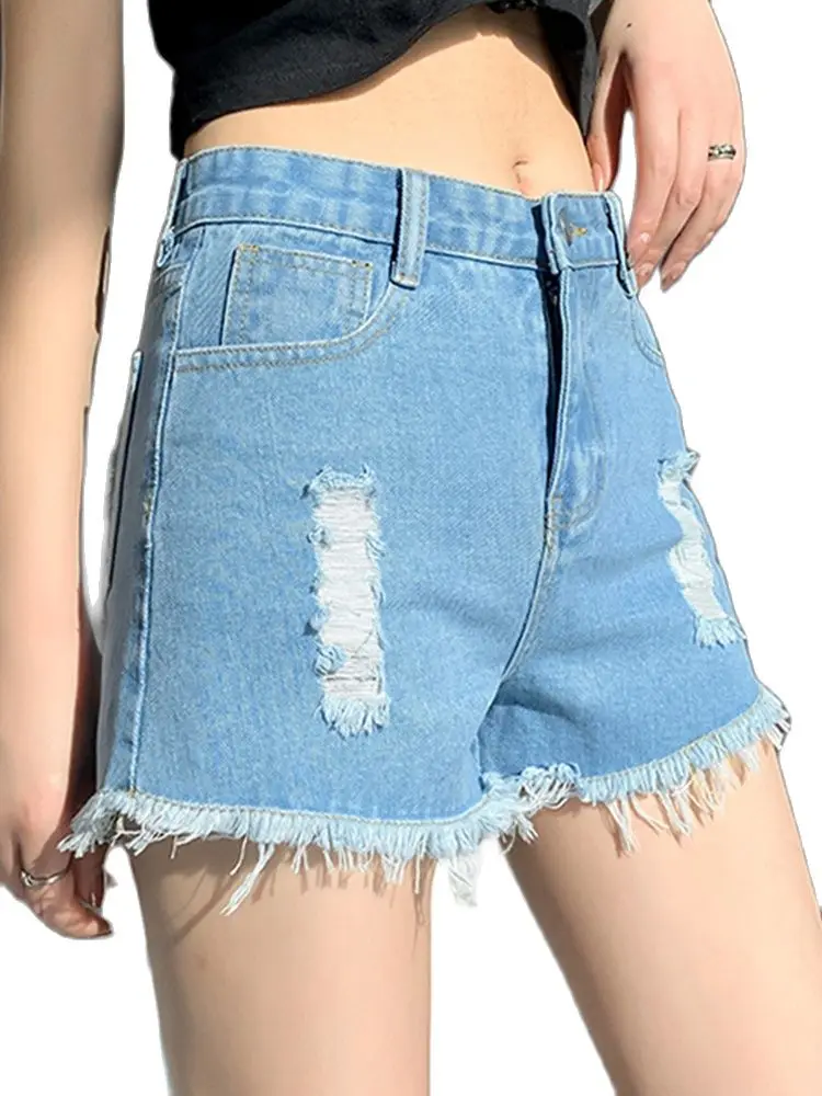 Casual Ripped Denim Shorts High Waist Show Thin Raw Edge Hot Pants 2022 Summer New Korean Fashion Women'S Clothing
Casual Ripped Denim Shorts High Waist Show Thin Raw Edge Hot Pants 2022 Summer New Korean Fashion Women'S Clothing