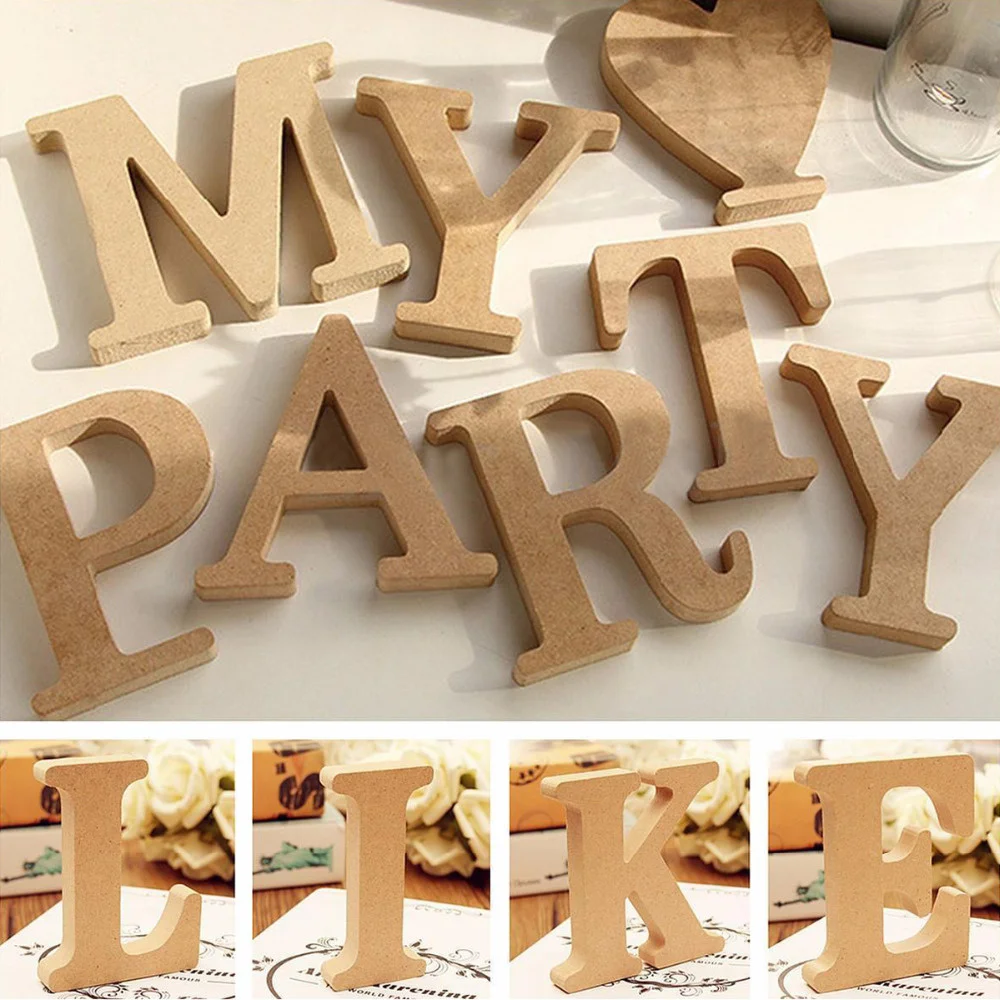 

1pc 10cm Wood Color Wooden Letters Alphabet DIY Word Letter Art Crafts Standing Name Design Party Wedding Home Decor 3.94 Inches