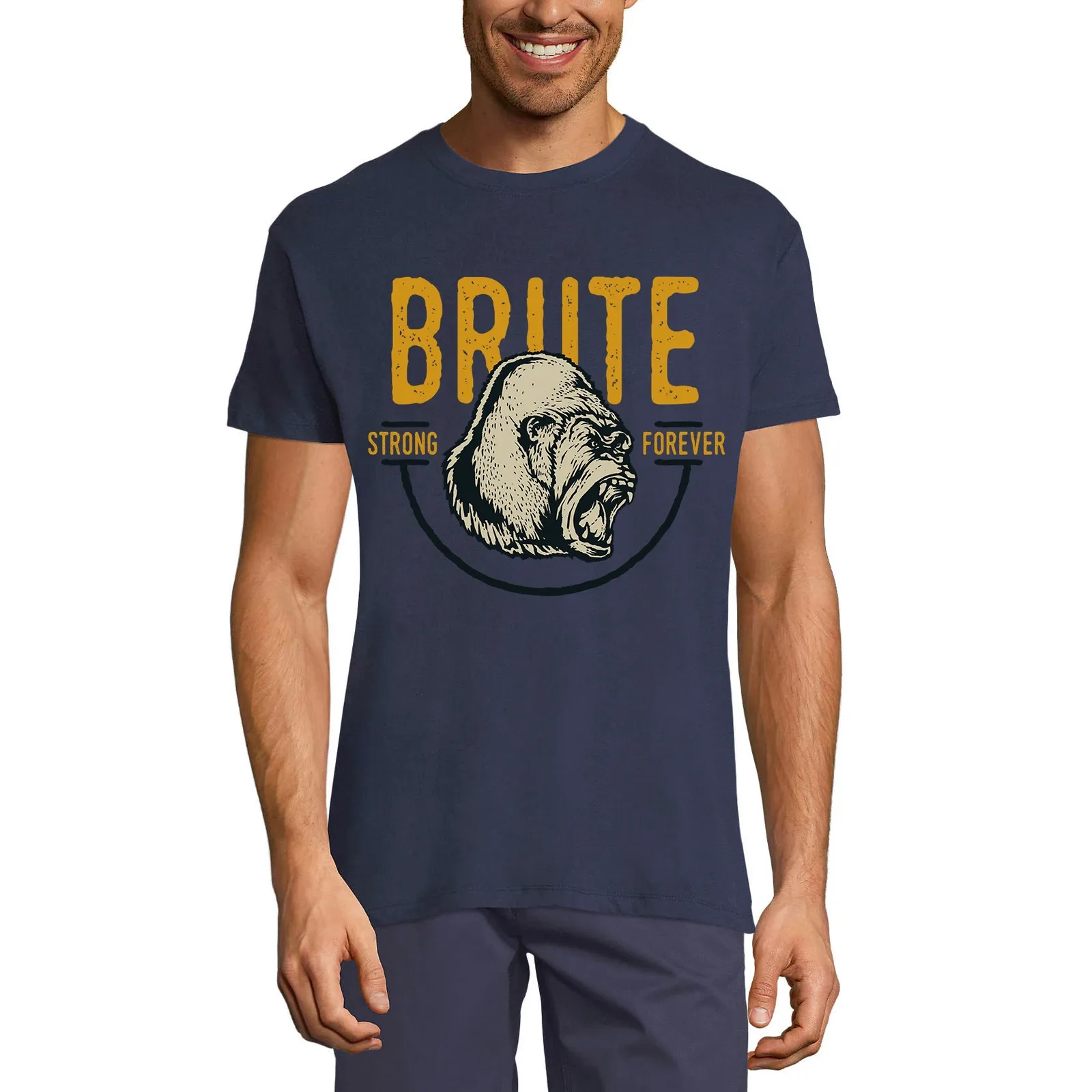 Мужская футболка с графическим принтом Brute Gorilla Strong Forever-Винтажная Футболка