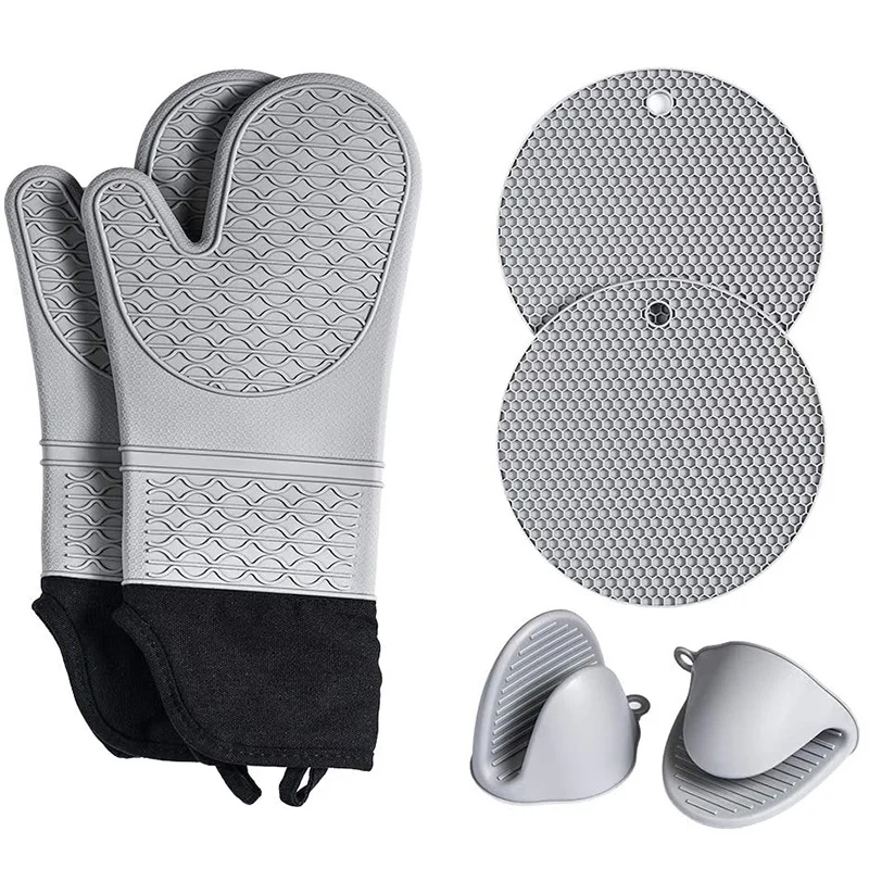 Oven Mitts,Silicone,Slip Resistant,Includes Mini Oven Mitts And Hot Pads - Perfect For Kitchen, Baking Cooking
Oven Mitts,Silicone,Slip Resistant,Includes Mini Oven Mitts And Hot Pads - Perfect For Kitchen, Baking Cooking
