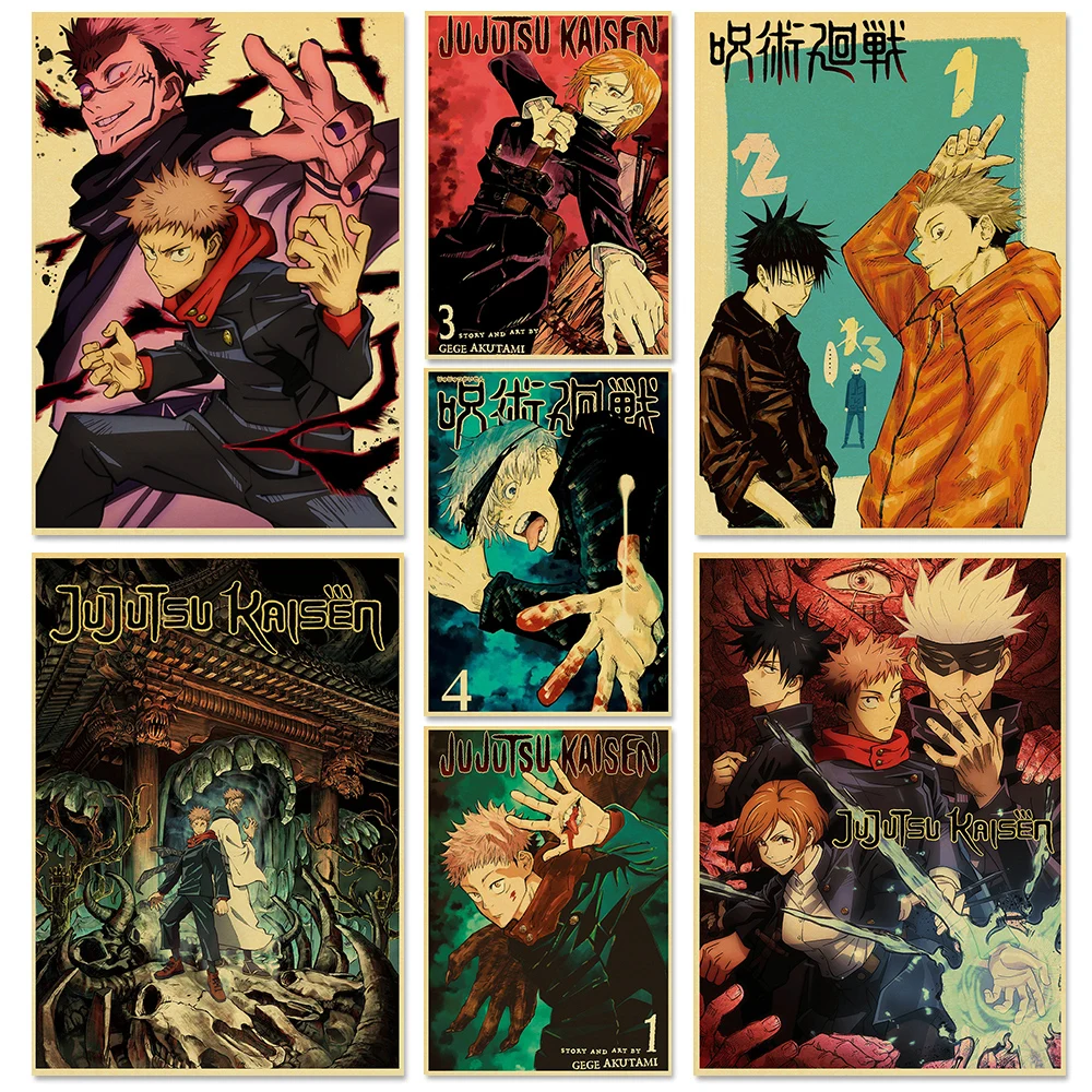 

Classic Anime Jujutsu Kaisen Posters Kraft Paper Vintage Poster Wall Art Painting Study Home Living Room Decoration Pictures