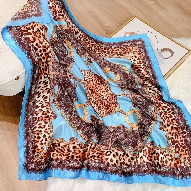Silk Scarf Women Hair Band Foulard Neckerchief Square Shawls and Wraps Female Leopard Chain Print Lady Neck Headband Tie 2022
Silk Scarf Women Hair Band Foulard Neckerchief Square Shawls and Wraps Female Leopard Chain Print Lady Neck Headband Tie 2022