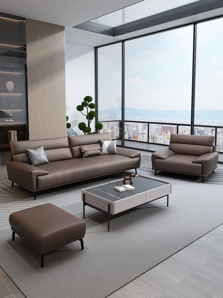 Italian leather office sofa combination simple modern business reception visitor three-person lounge sofa office.
Italian leather office sofa combination simple modern business reception visitor three-person lounge sofa office.