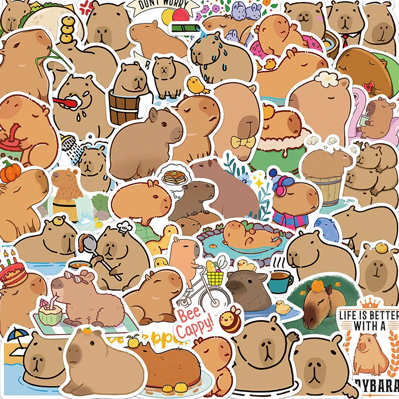 

Cute Cartoon Capybara Decorative Scrapbook Sticker Aesthetic Graffiti Stationery Phone Child Supply Sticky