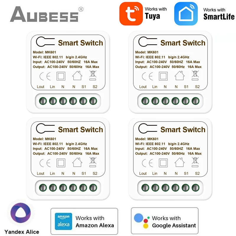 16A Mini WiFi Switch Automatio Module DIY Switch Support 2 Way Control Voice Control Smart Home Work With Tuya Alexa Google Home
16A Mini WiFi Switch Automatio Module DIY Switch Support 2 Way Control Voice Control Smart Home Work With Tuya Alexa Google Home