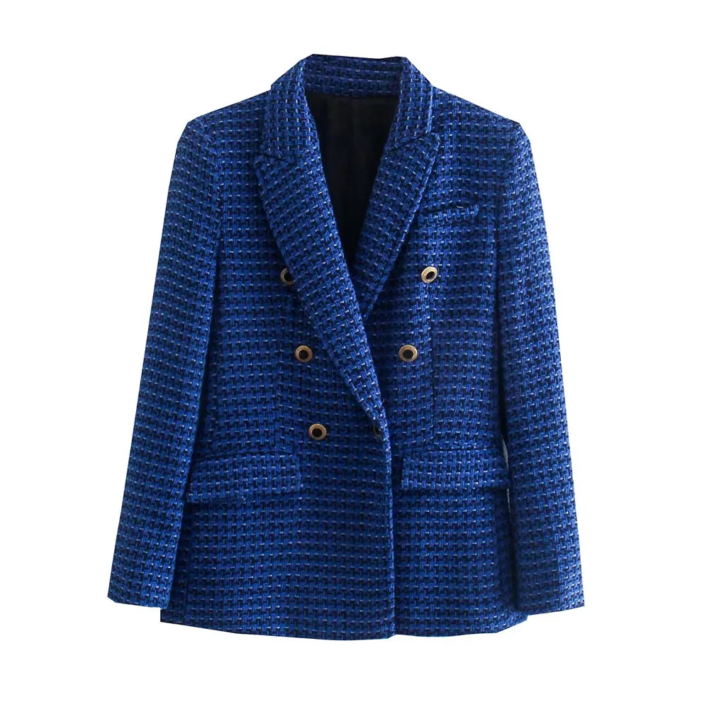 Women Fashion Tweed Double Breasted Blazer Coat Vintage Long Sleeve Flap Pockets Female Outerwear Chic Veste Femme
Women Fashion Tweed Double Breasted Blazer Coat Vintage Long Sleeve Flap Pockets Female Outerwear Chic Veste Femme