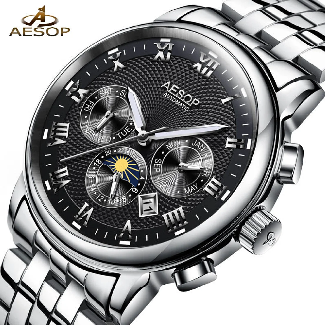 

AESOP Men Watches Top Brand Luxury Blue Automatic Mechanical Man Wrist Wristwatch Stainless Steel Male Clock Relogio Masculino