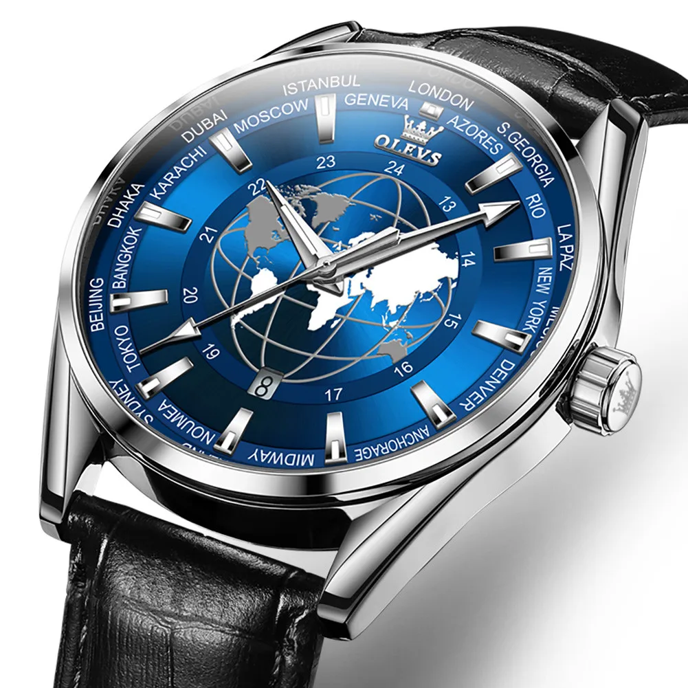 OLEVS Luxury Men's Wristwatch World Time Zone Dial Men Business Wrist Watch Sport Watches Waterproof Quartz Watches For Men 9926
OLEVS Luxury Men's Wristwatch World Time Zone Dial Men Business Wrist Watch Sport Watches Waterproof Quartz Watches For Men 9926
