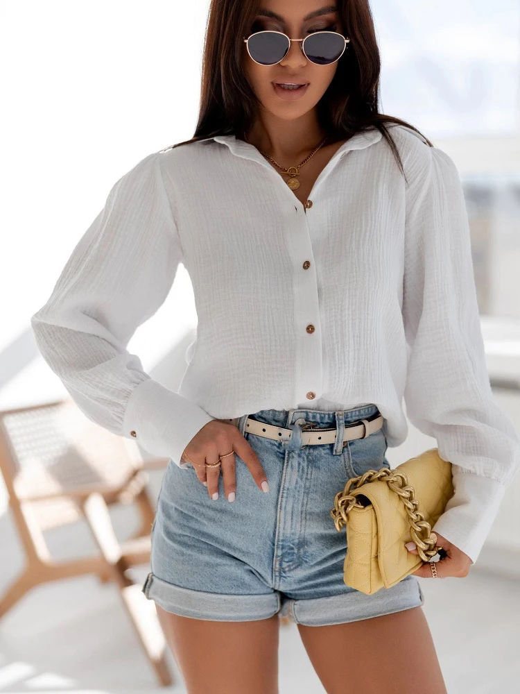2022 Casual Long Sleeve Chiffon Button White Shirt Women Spring Fall Office Lady Top Elegan Turn Down Loose Blues Blouses
2022 Casual Long Sleeve Chiffon Button White Shirt Women Spring Fall Office Lady Top Elegan Turn Down Loose Blues Blouses