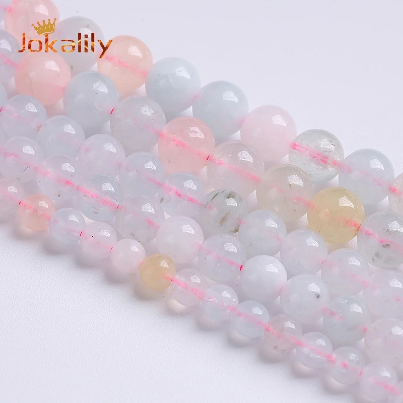

Natural Morganite Stone Beads For Jewelry Making Round Loose Spacers Beads Diy Bracelets Necklaces Accessories 4 6 8 10 12mm 15"
