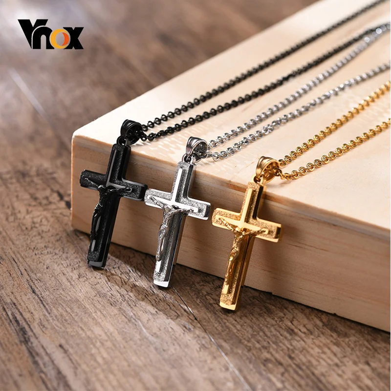 Vnox Men's Classic Cross Jesus Crucifix Prayer Pendant Necklace,Anti Allergy Stainless Steel Religious Collar Jewelry
Vnox Men's Classic Cross Jesus Crucifix Prayer Pendant Necklace,Anti Allergy Stainless Steel Religious Collar Jewelry