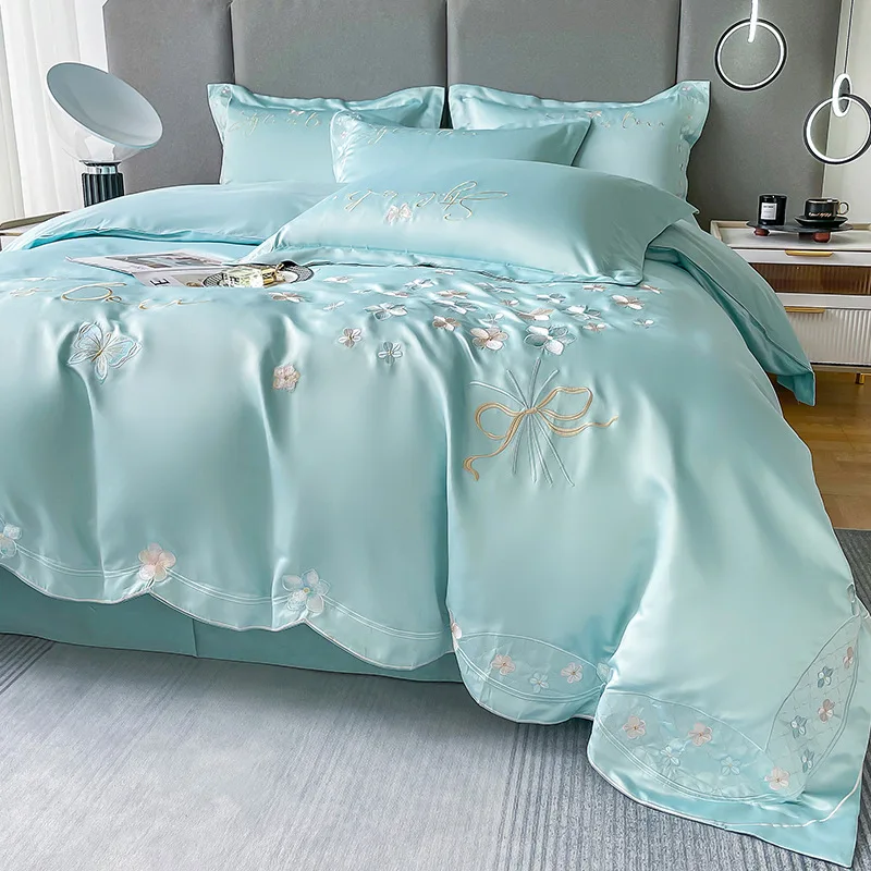 Fresh 120 Cotton Four-Piece Set Girl's Heart Butterfly Embroidered Cotton Quilt Cover Fitted Sheet Bare Sleeping Bedding
Fresh 120 Cotton Four-Piece Set Girl's Heart Butterfly Embroidered Cotton Quilt Cover Fitted Sheet Bare Sleeping Bedding