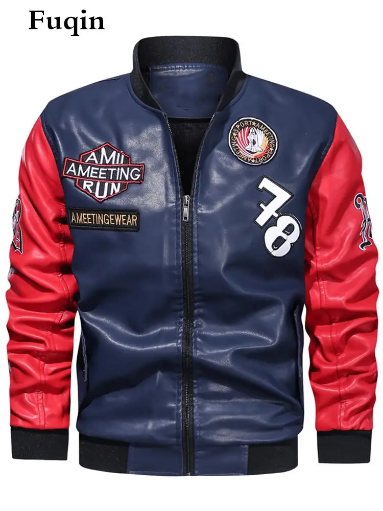 Thick Men Leather Jacket Patchwork Fashion Warm Fall Winter Baseball Clothing Casual Zipper Up Coat Street Hip Hop Male PU Jacke
Thick Men Leather Jacket Patchwork Fashion Warm Fall Winter Baseball Clothing Casual Zipper Up Coat Street Hip Hop Male PU Jacke