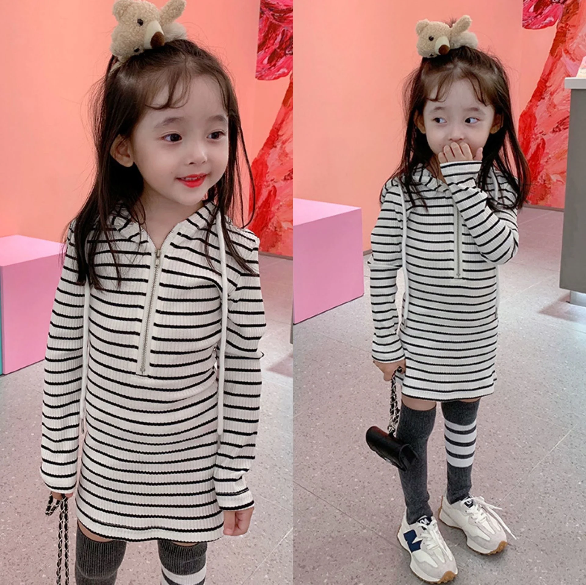 Striped Dress Spring Hooded Slim Fit Skirt Wear Children Clothing Little Girls Summer Princess Elegant Kids Frocks
Striped Dress Spring Hooded Slim Fit Skirt Wear Children Clothing Little Girls Summer Princess Elegant Kids Frocks