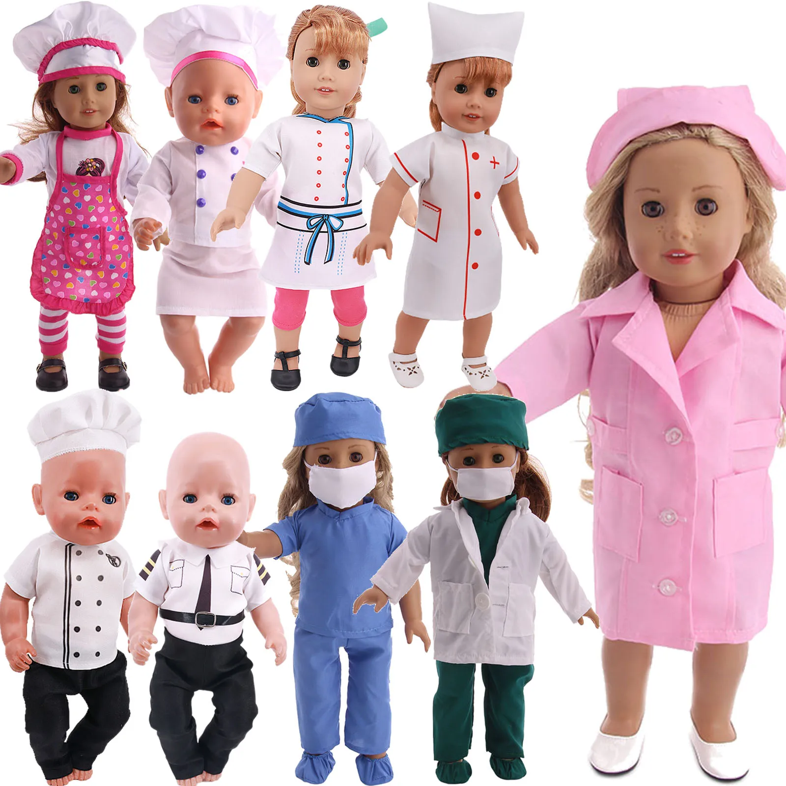 Doll Clothes Doctor Nurse Cook Policemen Costume Scene Cosplay Clothes For 18Inch American Doll&43Cm Reborn Baby Doll,Accessorie
Doll Clothes Doctor Nurse Cook Policemen Costume Scene Cosplay Clothes For 18Inch American Doll&43Cm Reborn Baby Doll,Accessorie