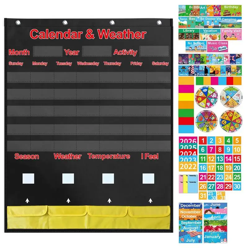 Weather Chart For Preschool Monthly Calendar Hanging Pocket Chart With 4 Hooks Early Education Tools With 4 Spinners Temperature
Weather Chart For Preschool Monthly Calendar Hanging Pocket Chart With 4 Hooks Early Education Tools With 4 Spinners Temperature