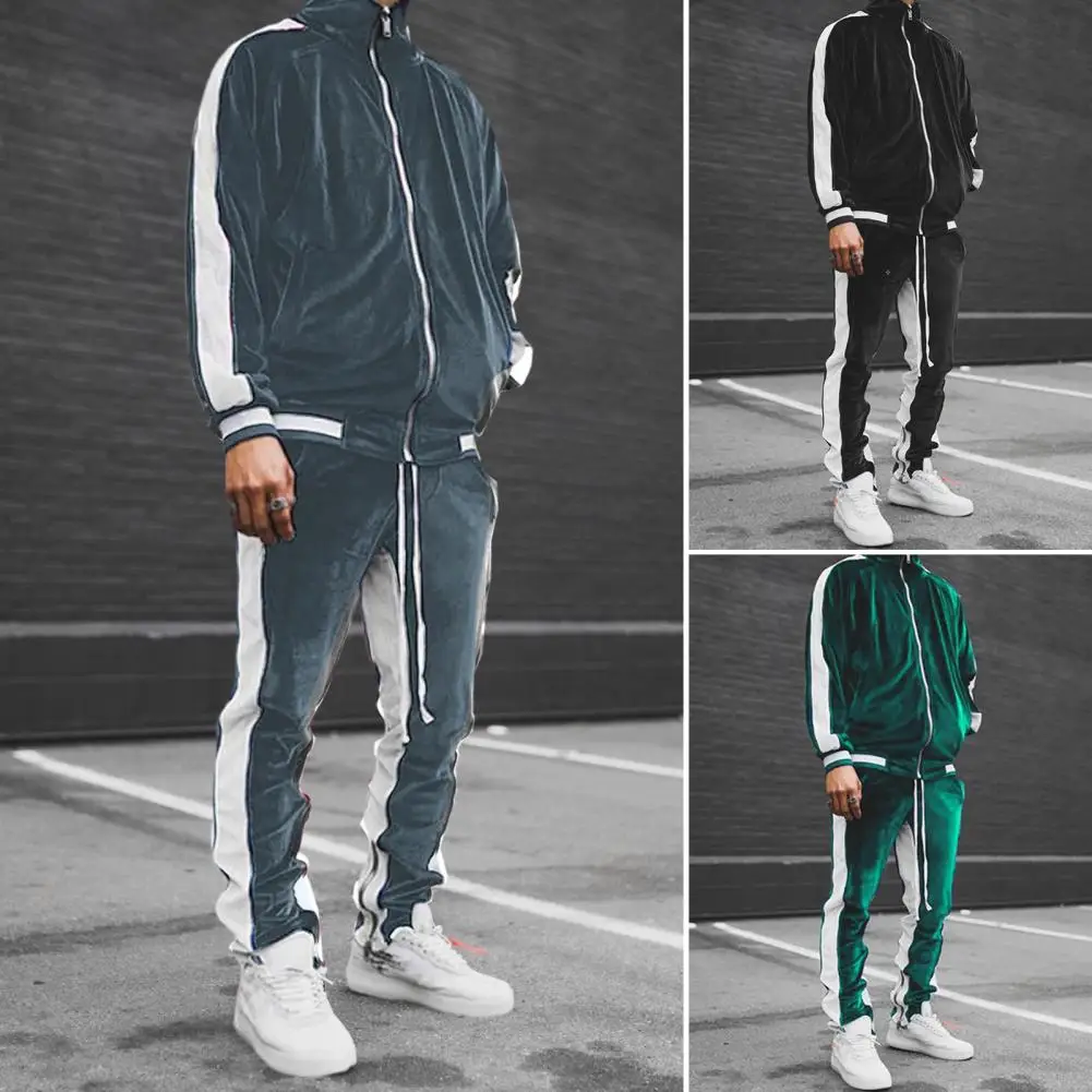 Sporty Winter Tracksuit Loose Coat Sweatpants Suit Contrast Colors Velvet Elastic Cuff Coat Sweatpants Suit Thermal 
Sporty Winter Tracksuit Loose Coat Sweatpants Suit Contrast Colors Velvet Elastic Cuff Coat Sweatpants Suit Thermal