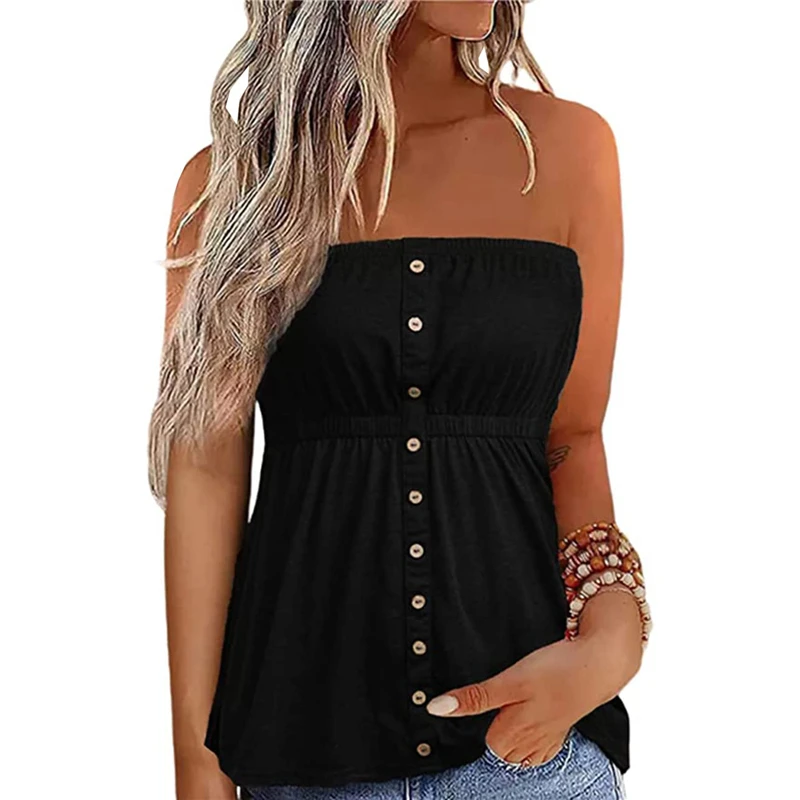 Fashion Solid Tube Top Women Off Shoulder Strapless Sleeveless Tshirt with Buttons Wrap Chest Vest Casual Bandeau Streetwear
Fashion Solid Tube Top Women Off Shoulder Strapless Sleeveless Tshirt with Buttons Wrap Chest Vest Casual Bandeau Streetwear