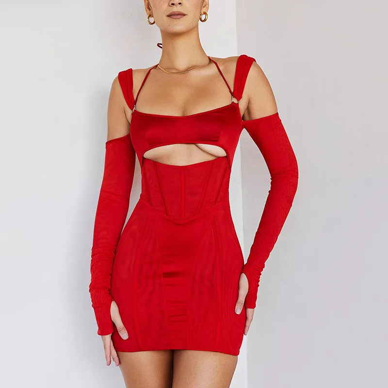 Women's Dress Party Nightclub Mesh Satin Fishbone Wrap Hip Skirt Dress Summer
Women's Dress Party Nightclub Mesh Satin Fishbone Wrap Hip Skirt Dress Summer