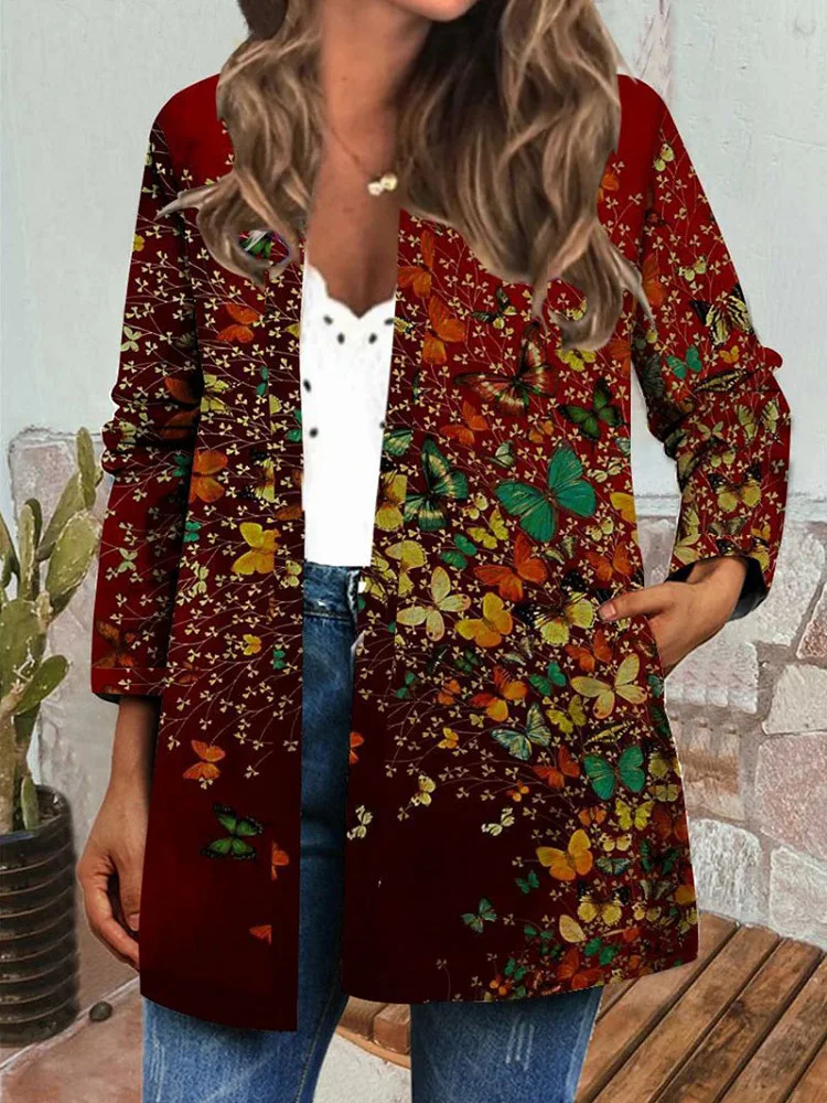 Autumn and winter new women's fashion long sleeve printed cardigan retro national style jacket
Autumn and winter new women's fashion long sleeve printed cardigan retro national style jacket