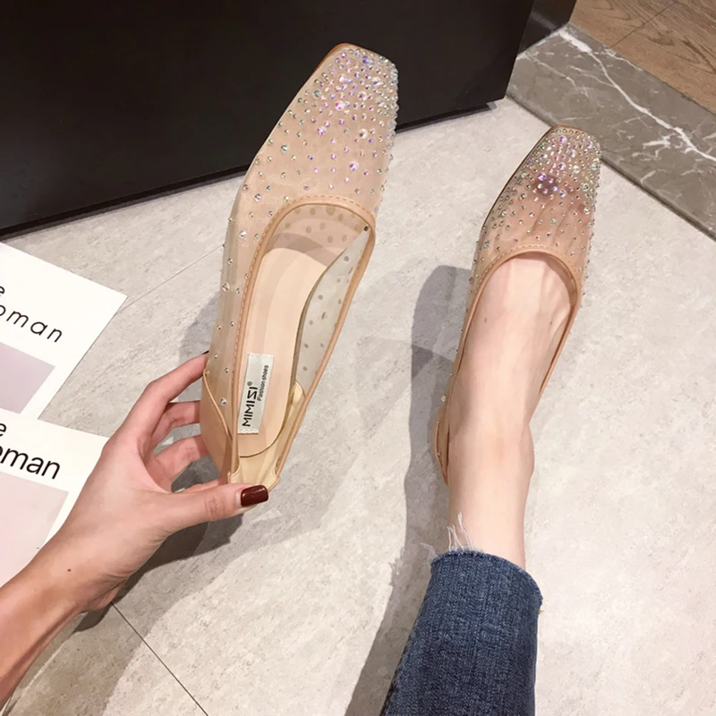 Hot Sales Air Mesh Flats Women Square Toe Hollow Transparent Rhinestone Crystal Women Flats Slip On Spring Summer Shallow Flats
Hot Sales Air Mesh Flats Women Square Toe Hollow Transparent Rhinestone Crystal Women Flats Slip On Spring Summer Shallow Flats