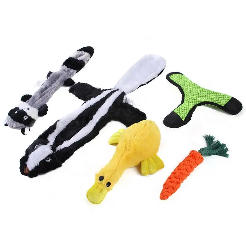 

Squeaky Dog Toys 5 Pieces Puppy Chew Toys Interactive Pet Teething Supplies Cute Dog Plush Toys For Small And Medium Breeds