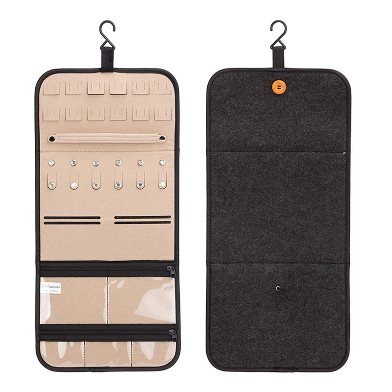 517F Jewelry Organizer Storage Roll Double-Sided Hanging Jewelry Holder for Earrings Necklace Jewelry Storage Bag with Pocket
517F Jewelry Organizer Storage Roll Double-Sided Hanging Jewelry Holder for Earrings Necklace Jewelry Storage Bag with Pocket