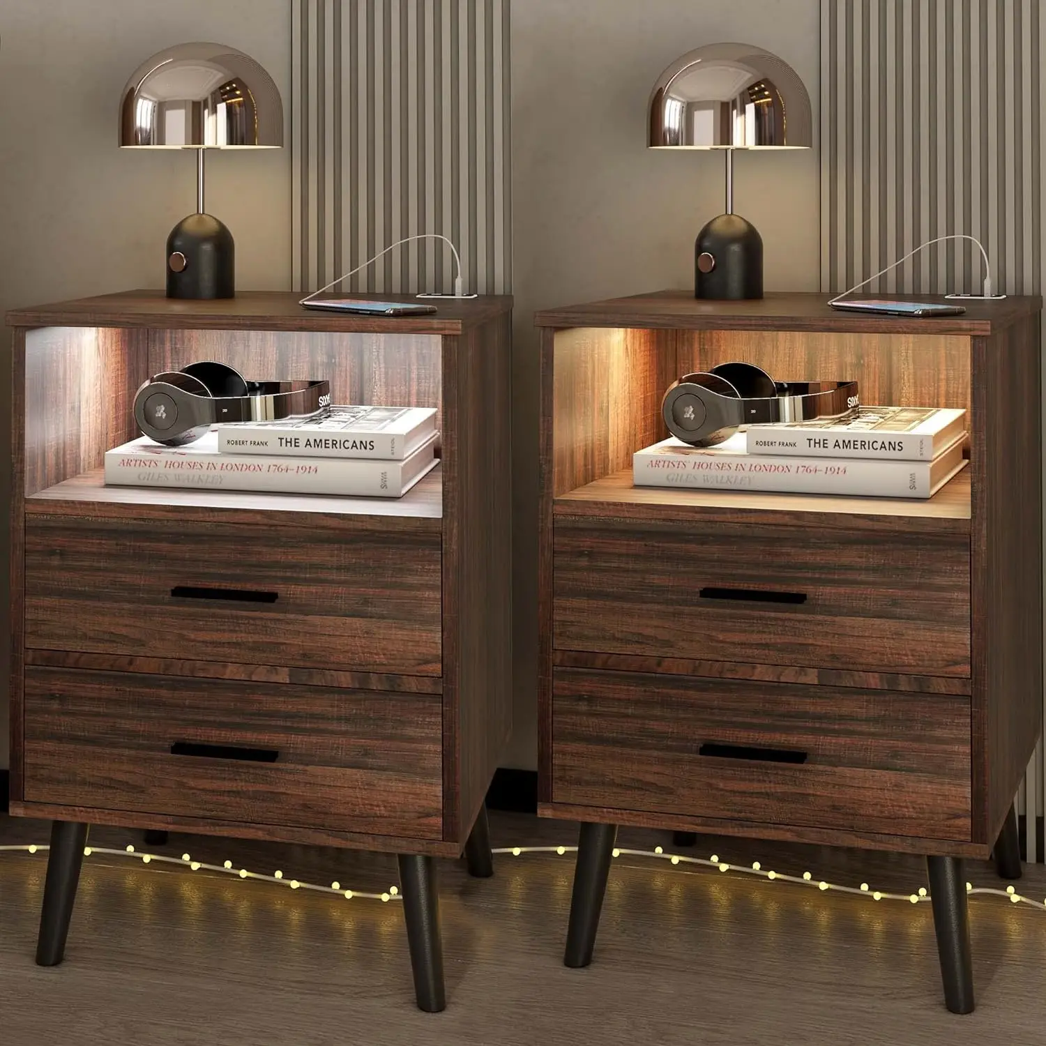 LVSOMT Nightstands Set of 2, Nightstand with Charging Station and USB Ports, Rustic Brown Bedside Table with Open Shelf
LVSOMT Nightstands Set of 2, Nightstand with Charging Station and USB Ports, Rustic Brown Bedside Table with Open Shelf