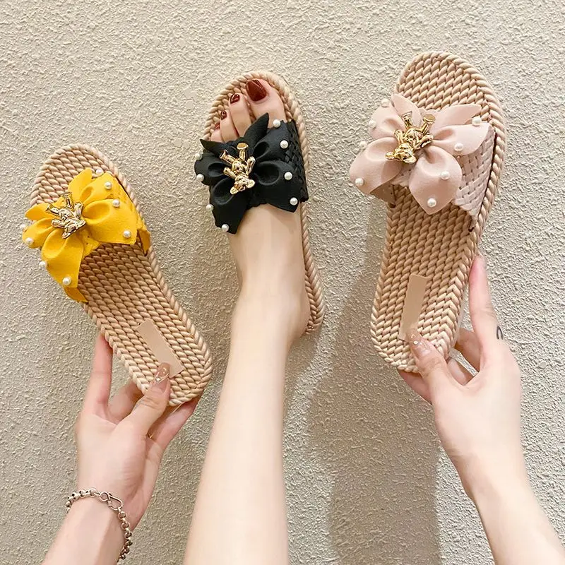 Women Bohemia Flip Flops Floral Bow Sandals Flax Slippers Summer Casual Slides Beach Shoes Ladies Indoor Linen Slippers
Women Bohemia Flip Flops Floral Bow Sandals Flax Slippers Summer Casual Slides Beach Shoes Ladies Indoor Linen Slippers