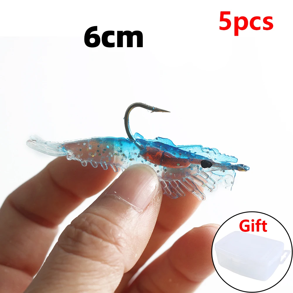 5pcs Shrimp Baits Fishing Soft Lures Glow In The Dark Luminous Lure With Lead Hook Fishing Tackle Tools Accessories
5pcs Shrimp Baits Fishing Soft Lures Glow In The Dark Luminous Lure With Lead Hook Fishing Tackle Tools Accessories