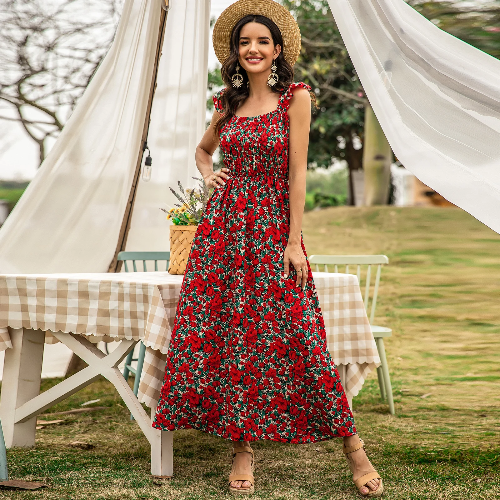 2022 Women Fashion Cute Dresses For Women Casual Floral Red Green Long Summer Maxi Dress Large Swing Plus Size
2022 Women Fashion Cute Dresses For Women Casual Floral Red Green Long Summer Maxi Dress Large Swing Plus Size