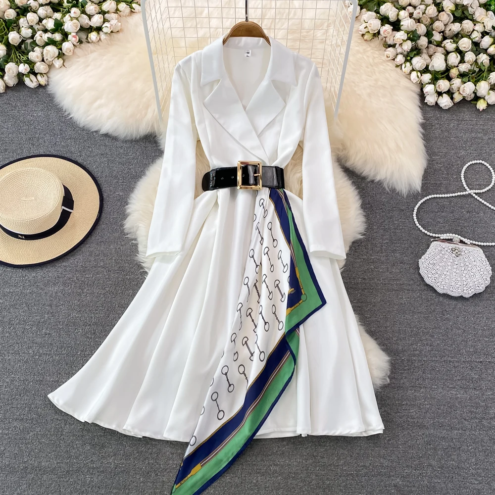 Ol Professional Suit Dress High Sense of Temperament Close Waist Thin Gentle Wind Long Sleeves Big Swing Long Dress
Ol Professional Suit Dress High Sense of Temperament Close Waist Thin Gentle Wind Long Sleeves Big Swing Long Dress