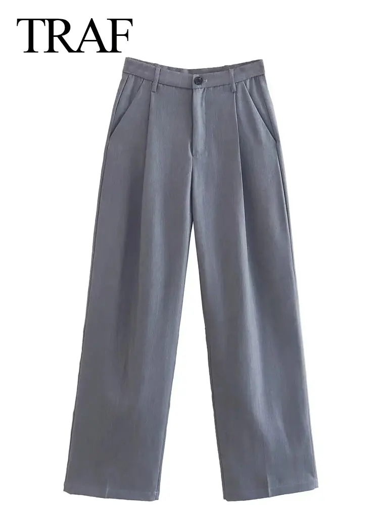 TRAF Simple and Neutral Waist Straight Grey Lady Trousers Fashion Elegant Premium Versatile Commuter Office Women's Pants
TRAF Simple and Neutral Waist Straight Grey Lady Trousers Fashion Elegant Premium Versatile Commuter Office Women's Pants