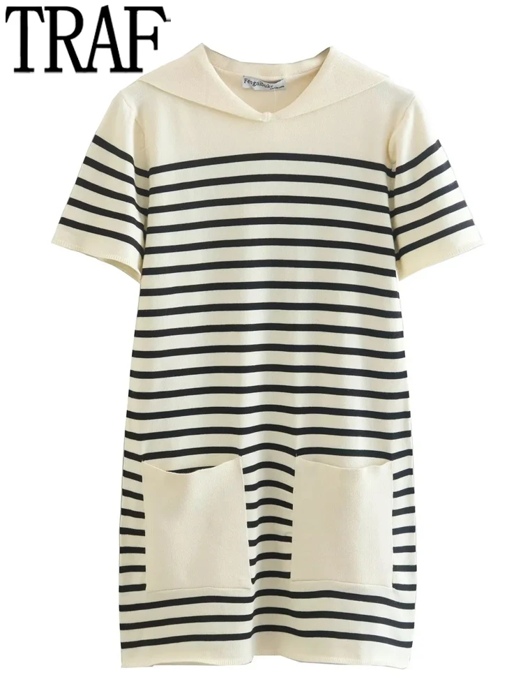 TRAF Beige Striped Sweater Dress Woman Short Knit Dress Women Short Sleeve Mini Female Dress Fashion Pockets Casual Dresses
TRAF Beige Striped Sweater Dress Woman Short Knit Dress Women Short Sleeve Mini Female Dress Fashion Pockets Casual Dresses