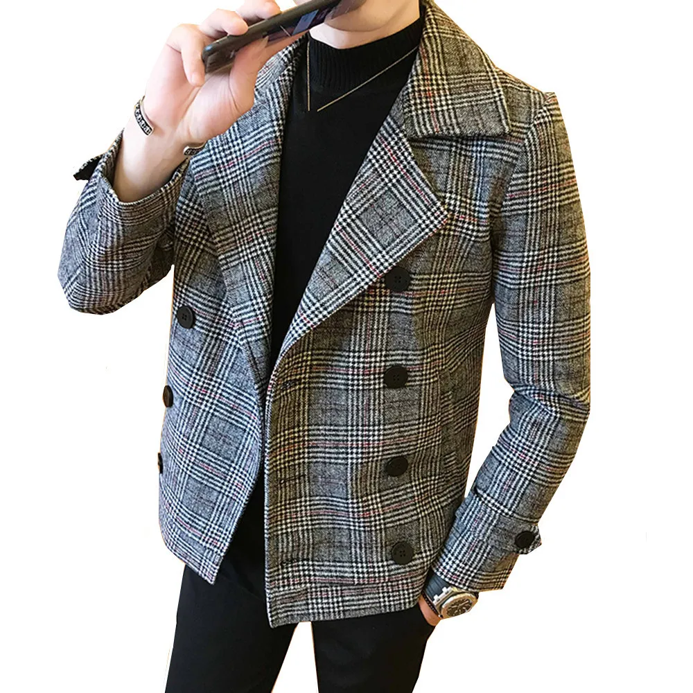 2022 Autumn Winter Mens Short Woolen Coat Double Breasted Design Casual Windbreaker Coat Fashion Retro Tartan Jacket 5XL
2022 Autumn Winter Mens Short Woolen Coat Double Breasted Design Casual Windbreaker Coat Fashion Retro Tartan Jacket 5XL
