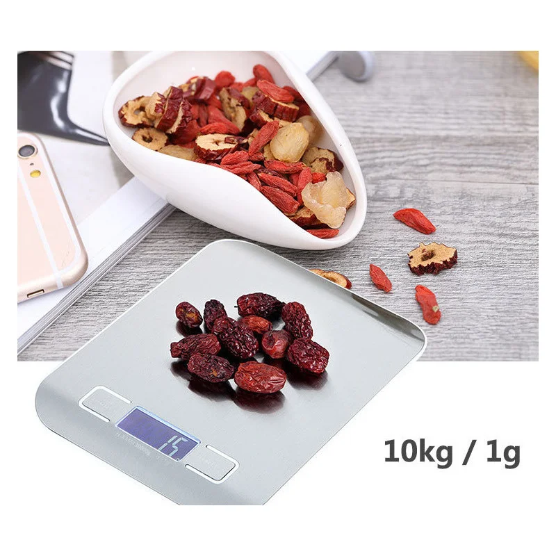 

Portable Kitchen Scale 5kg / 1g Baked Medicinal Materials Household Food Scale 10kg / 1g Stainless Steel Electronic Fruit Scales